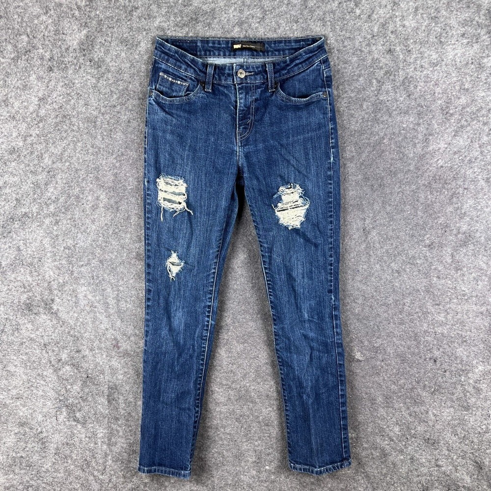 Levis Jeans Womens 6 Blue Mid Rise Skinny Denim Pants Distressed Ladies